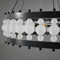 Lustre suspendu YH de style américain classique, structure ajourée, verre dépoli, pour salle à manger et cuisine