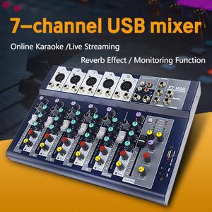 Mezclador de Audio Profesional para <span class=keywords><strong>DJ</strong></span>, 48V Phantom Power, Interfaz USB de 7 Canales, Reverberación para <span class=keywords><strong>Auriculares</strong></span> - Product Image 1