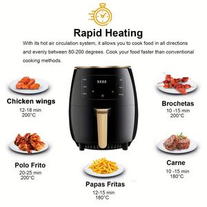 Freidora de Aire Caliente Inteligente Clásica para el Hogar, Multifunción, para Freír, Hornear y Asar, con Pantalla Táctil Digital LED y Fácil Limpieza - Product Image 3