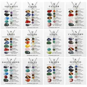 Collar de Piedras Naturales con Constelaciones del Zodiaco, Cadena de Acero Inoxidable, Colgante de Sodalita y <span class=keywords><strong>Amatista</strong></span> - Product Image 1