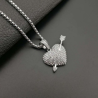 Collier pendentif cœur en acier inoxydable anti-ternissement, accessoires de mode en gros, collier pendentif flèche traversante