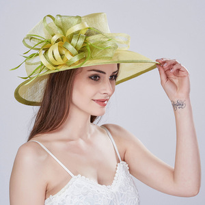 Chapeaux de fête élégants pour femmes, chapeaux de mariage à large bord en sinamay personnalisés pour adultes, produits phares - Product Image 2