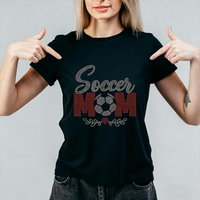 Transferts thermocollants personnalisés pour T-shirts, motif maman de footballeuse avec strass