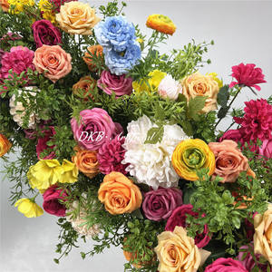 ซุ้มดอกไม้ประดิษฐ์เสมือนจริง ทำจากผ้าไหม ทนทาน เป็นมิตรกับสิ่งแวดล้อม สีฟ้าเขียว รูปทรงโค้ง สำหรับตกแต่งงานแต่งงานกลางแจ้ง - Product Image 4