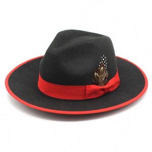 Classic Fedora Hats with Feather Wide Brim Wool Felt Hat for Travel Vintage Style Casual Party Outdoor Unisex All Seasons - Product Image 5