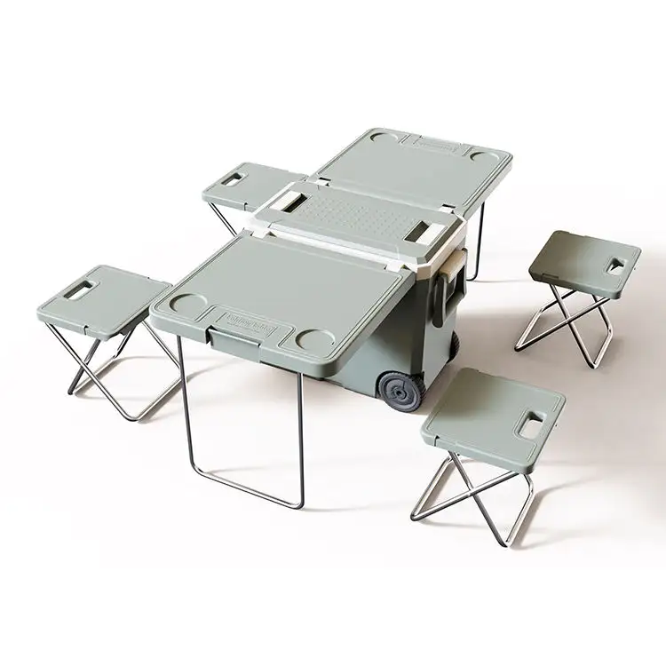 Outdoor Camping Picknick Voedsel Vers Ijs Koeler 32l Draagbare Camping Geïsoleerde Koelbox Met Klaptafel Functie