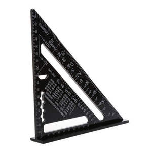 Regla Triangular de Perfil de Aluminio de 7 y 12 Pulgadas, Anodizada en Negro, Regla de Ángulo Recto de 90 y 45 Grados - Product Image 1
