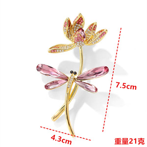 Broche de loto de estilo chino tradicional para mujer, broche de circón rosa de aleación chapada en plata, accesorios, joyería elegante - Product Image 2