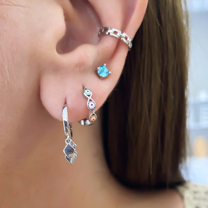 CANNER Boucles d'oreilles créoles en argent sterling S925 avec émail goutte d'huile motif œil, hypoallergéniques, pour filles, bijoux 18K - Product Image 5