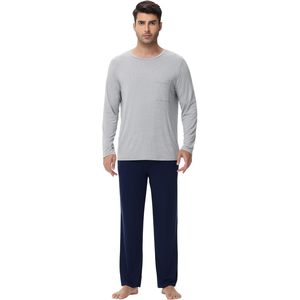 Ensemble de pyjama pour homme en viscose de bambou à manches longues et col rond avec poches, tailles S à XXL - Product Image 2