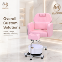Fauteuil de pédicure professionnel inclinable avec massage, système de bain de pieds hydrothérapeutique sans pompe, en fibre de verre durable pour salon de manucure