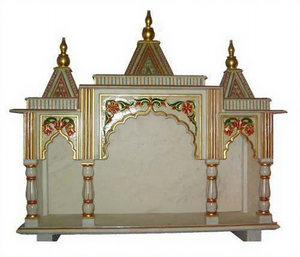 Decorative Indian <b>Painted</b> Marble Inlay Religious Temple - Product Image 1