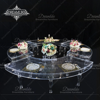 Acryl-Serpentinen-Partytisch Transparent Luxuriös für Hochzeiten Events Langlebig Modern Zeitgenössisch Hotelmöbel