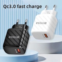 Adaptateur mural de voyage USB à charge rapide EU US QC3.0 18W noir et blanc avec sortie 5V/3A pour iPhones