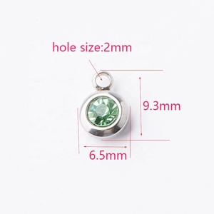 12 breloques rondes avec pierres de naissance |   Pendentif en acier inoxydable avec pierre de naissance en cristal pour la fabrication de colliers et bracelets DIY - Product Image 6