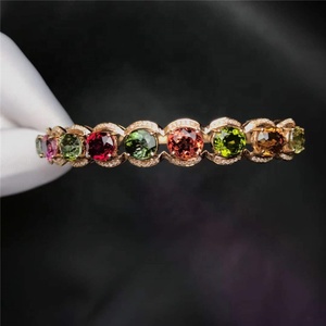 SGARIT 18k <span class=keywords><strong>oro</strong></span> rosa braccialetto di diamanti naturale tormalina gemma gioielli con cuore corda bracciale per il regalo delle ragazze - Product Image 2