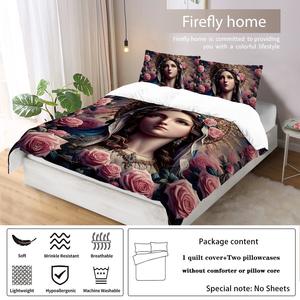 Vente chaude personnes impression couette housse de couette ensemble 3 pièces US Queen & King Size/pleine taille noir microfibre ensemble de literie - Product Image 5