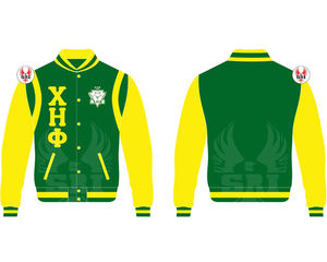 Veste universitaire vintage pour hommes avec logo personnalisé Chi Eta Phi XHO, broderie en chenille de laine, manches en cuir vierges - Product Image 4