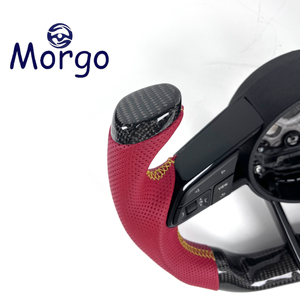 Volant en fibre de carbone style F1 avec cuir rose pour <span class=keywords><strong>Audi</strong></span> <span class=keywords><strong>RS4</strong></span> A4 B8.5 TT 8J S8 D4 S4 RS3 8V A6 C6 <span class=keywords><strong>MK1</strong></span> - Product Image 2