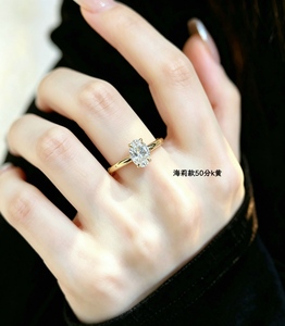 แหวนทองคำแท้ 18K ดีไซน์ทันสมัย ประดับเพชรทรงรี 0.50 กะรัต เพาะเลี้ยงในห้องปฏิบัติการ IGI เหมาะสำหรับงานแต่งงานและงานหมั้น - Product Image 5