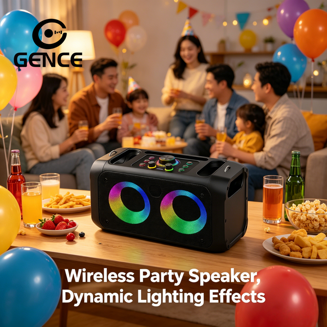 GENCE Mini Portable for 5.0 10W Stereo Sound RGB LED Lighting TF Card/AUX/USB/FM Radio 2400mAh Battery TWS Karaoke Plastic
