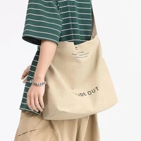 Nouvel Arrivage Sac Fourre-tout en Toile Écologique à Bandoulière Unique avec Motif Lettres, Fermeture Éclair, Logo Personnalisable, Taille et Couleur Ajustables