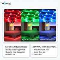 Tira de Luces LED Inteligentes RGB 5050 de 12V/24V con Wi-Fi e IP20, Cambio de Color, Decoración Interior Colorida