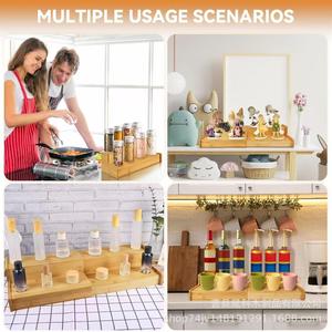 Wooden Double Layer Storage <b>Rack</b> Solid Wood <b>Kitchen</b> Spice <b>Rack</b> Adjustable Mug Holder Countertop Organizer - Product Image 5