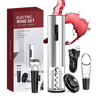 Kit ouvre-bouteille électrique pour vin rouge rechargeable, tire-bouchon automatique avec coupe-capsule, bouchon sous vide, aérateur et verseur à vin