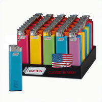 Briquet classique J6 MAXI avec verrouillage de sécurité pour enfants, épais antidéflagrant, briquets jetables pour bougies BBQ Camping Pack 50 + 3