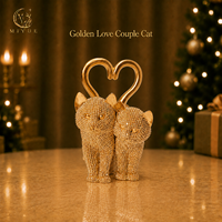 Statue de couple de chats en résine, figurine avec queues en forme de cœur, sculpture de chat romantique, ornement de bureau, cadeau de la Saint-Valentin, décoration artisanale pour la maison