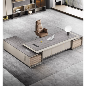 LBZ-65-11 Modern Executive <strong>Office</strong> Desk Melamine Board Full Edge Sealing Process Customizable Colors-Luxury Boss Desk for - Product Image 4