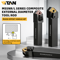Porte-outil CNC composé pour tournage extérieur cylindrique avec angle d'offset principal de 45 degrés, ensemble d'outils de chanfreinage d'extrémité de toupie Mssnr