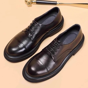 Chaussures habillées de luxe pour hommes, en cuir véritable, à lacets, bout pointu, pour le printemps, l'automne et l'été, semelle en caoutchouc - Product Image 3