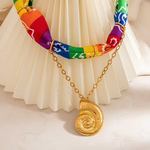 สร้อยคอจี้เปลือกหอยสังกะสีอัลลอยสไตล์โบฮีเมียนสีสันสดใสเครื่องประดับแฟชั่น - Product Image 3