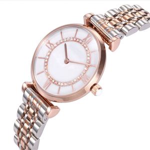 Montre à quartz pour femme avec logo personnalisé, cadran en nacre, bracelet en cuir/silicone, petit bracelet en acier inoxydable tendance, épaisseur du boîtier de 5 mm - Product Image 1