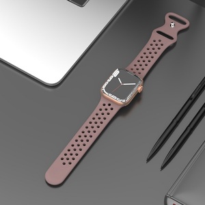 สำหรับ Apple Watch Series 1-8 38มม. 40มม. 42มม. 44มม. <span class=keywords><strong>SE</strong></span> 8-Shape สายนาฬิกาซิลิโคนแนวสปอร์ตระบายอากาศสีทึบ - Product Image 4