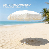 Parasol de plage et de piscine pliable, imperméable, style bohème, macramé tropical avec franges