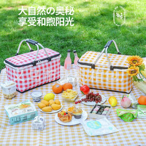 Picnic Basket Foldable Portable Aluminum Foil Insulated Large Capacity Oxford Cloth Cooler <b>Box</b> For Outdoor Use - Product Image 5