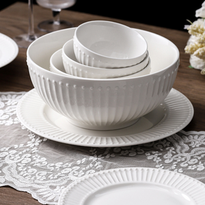 Factory Direct Nordic Minimalist White Porcelain Tableware <b>Set</b> Dinnerware Soup Bowls Eco-Friendly Dishwasher Safe <b>Microwave</b> Oven - Product Image 4