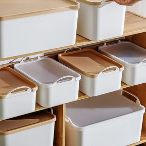 Juego de contenedores de almacenamiento de plástico, caja de cesta de <span class=keywords><strong>escritorio</strong></span> blanca, organizador de cajones de cubo, contenedor de cocina para armario, estante, maquillaje cosmético, Baño - Product Image 5