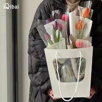 Qibai trapèze chérie sac fourre-tout fleur créative saint valentin fenêtre bouquet avec sac cadeau sac de fleurs