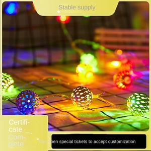 New LED Moroccan <strong>Ball</strong> <strong>Light</strong> <strong>String</strong> Warm White Christmas Holiday Iron <strong>Ball</strong> Decorative <strong>Lights</strong> for Indoor Use IP65 Metal - Product Image 5