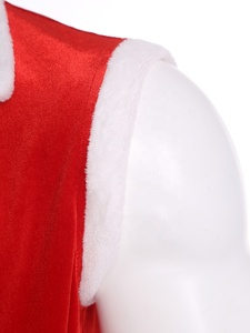 Mens <b>Velvet</b> Santa Vest Costume Faux Fur Collar Belt Lace Up Faux Leather <b>Shorts</b> Christmas Party Coat Tops Custom - Product Image 5