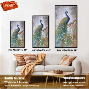 UNIART-<span class=keywords><strong>Peinture</strong></span> à l'huile abstraite sur toile <span class=keywords><strong>de</strong></span> paon faite à la main, <span class=keywords><strong>peinture</strong></span> animalière 3D personnalisée, 100% - Product Image 5