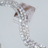 Collier de perles d'eau douce baroques carrées plates de 14-16 mm, perles semi-finies à contour géométrique, vente en gros directe d'usine