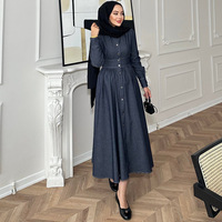 Haute qualité automne grande taille Jeans robes femmes décontracté col rabattu lavé longues Maxi robes femmes Denim robe