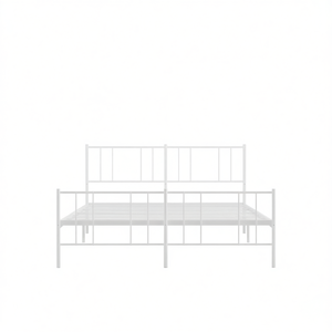 Struttura letto in acciaio verniciato a polvere bianca 72x84 pollici, base letto in metallo, mobili minimalisti per camera da letto - Product Image 1