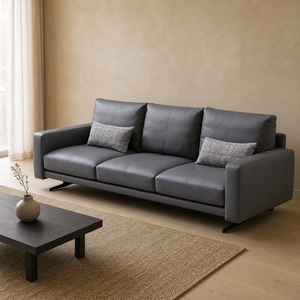 Juego de Sofás en Forma de L con Patas de Metal Negro, Respaldo Segmentado, Chaise Longue de Perfil Bajo, Estilo Moderno y Minimalista para Sala de Estar, Hotel u Oficina - Product Image 2