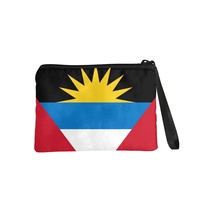 Dompet Koin Mini Berresleting Motif Bendera Antigua, Kantong Penyimpanan Kartu dan Uang Receh Portabel dari Kanvas Poliester untuk Perjalanan Wanita